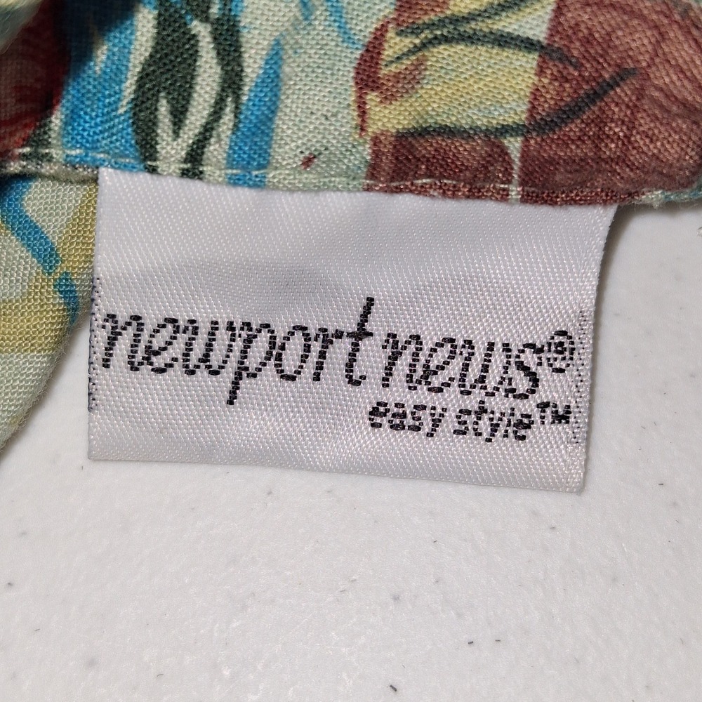 Vintage Newport News Tropical Hibiscus Tie Front Sleeveless Button Up Top S - Picture 5 of 14
